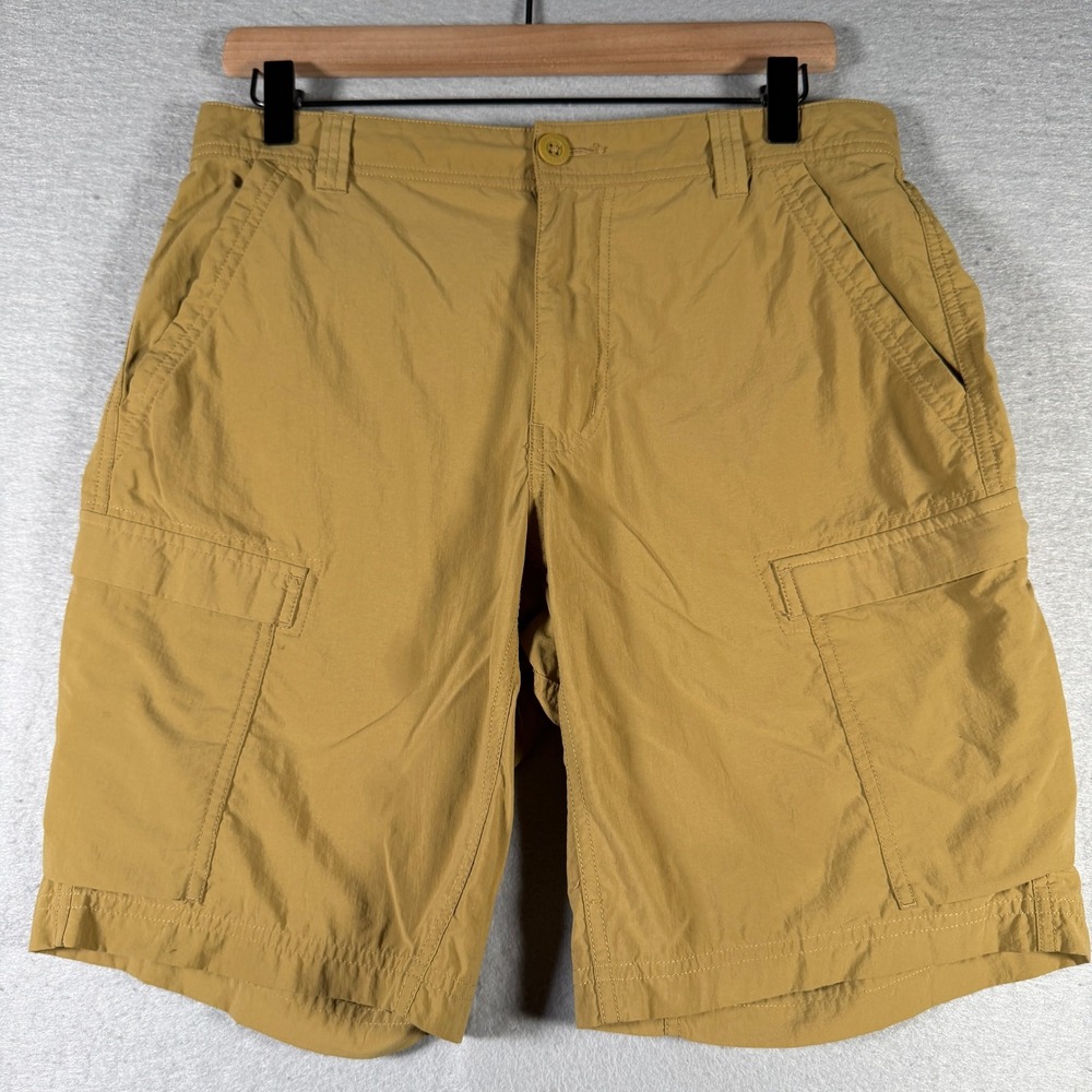 REI Co-op Sahara Mens Relaxed Cargo Shorts 32 Ochre Yellow‎ Nylon Hiking 164394